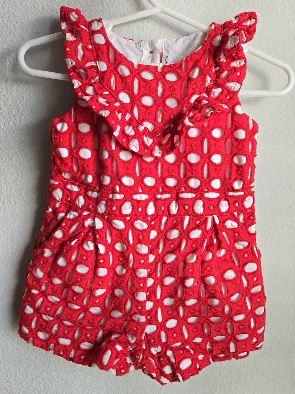 Janie and Jack Red White Romper with Pockets, Sz 6-12 Months